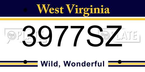3977SZ West Virginia License Plate
