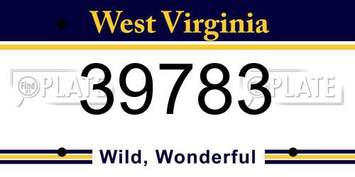 39783 West Virginia License Plate