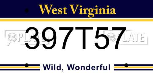 397T57 West Virginia License Plate