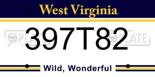 397T82 West Virginia License Plate