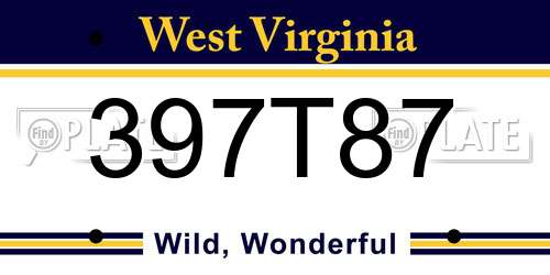 397T87 West Virginia License Plate