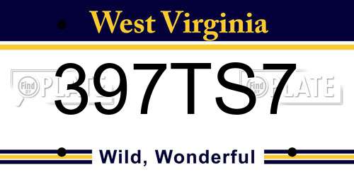 397TS7 West Virginia License Plate