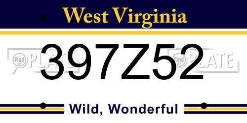 397Z52 West Virginia License Plate