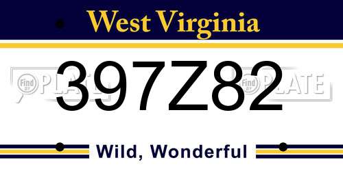397Z82 West Virginia License Plate
