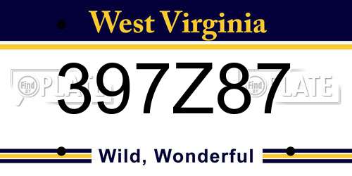 397Z87 West Virginia License Plate