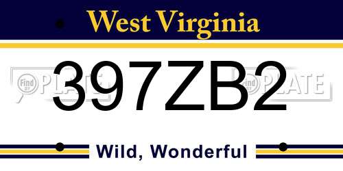 397ZB2 West Virginia License Plate