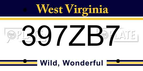 397ZB7 West Virginia License Plate