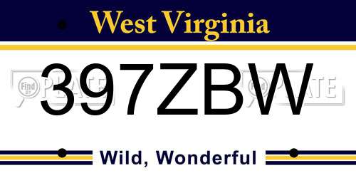 397ZBW West Virginia License Plate