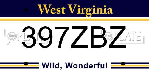 397ZBZ West Virginia License Plate