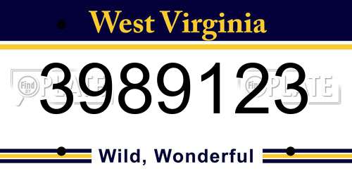 3989123 West Virginia License Plate