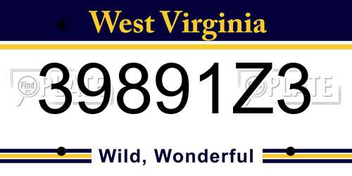 39891Z3 West Virginia License Plate