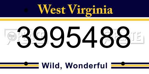 3995488 West Virginia License Plate