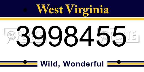 3998455 West Virginia License Plate