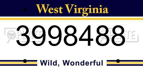 3998488 West Virginia License Plate