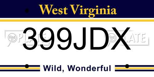 399JDX West Virginia License Plate