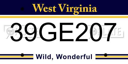 39GE207 West Virginia License Plate