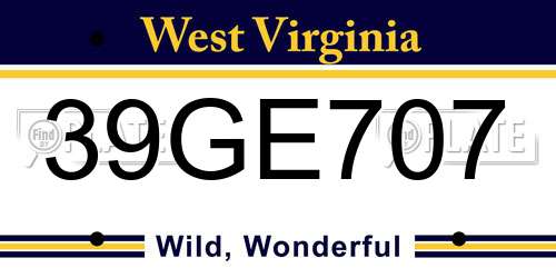 39GE707 West Virginia License Plate