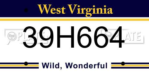 39H664 West Virginia License Plate