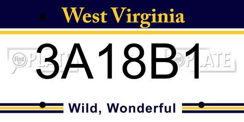 3A18B1 West Virginia License Plate
