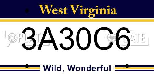 3A30C6 West Virginia License Plate