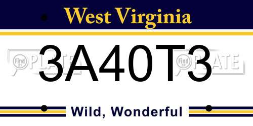 3A40T3 West Virginia License Plate