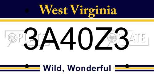 3A40Z3 West Virginia License Plate