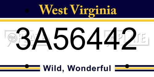 3A56442 West Virginia License Plate