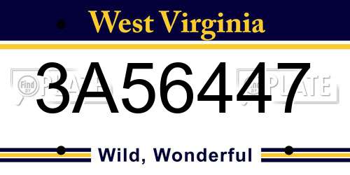 3A56447 West Virginia License Plate