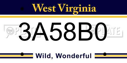 3A58B0 West Virginia License Plate