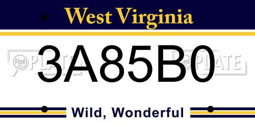 3A85B0 West Virginia License Plate