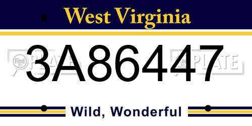 3A86447 West Virginia License Plate