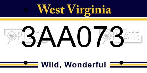 3AA073 West Virginia License Plate