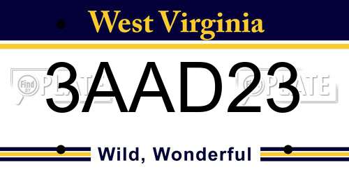 3AAD23 West Virginia License Plate