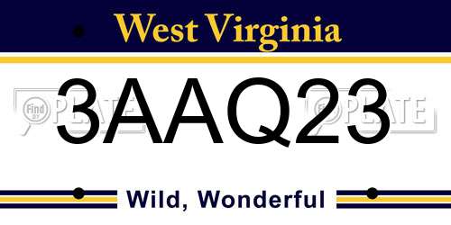 3AAQ23 West Virginia License Plate