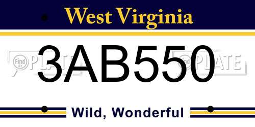 3AB550 West Virginia License Plate
