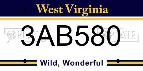 3AB580 West Virginia License Plate