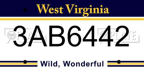 3AB6442 West Virginia License Plate
