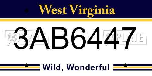 3AB6447 West Virginia License Plate
