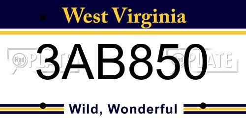 3AB850 West Virginia License Plate