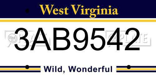 3AB9542 West Virginia License Plate