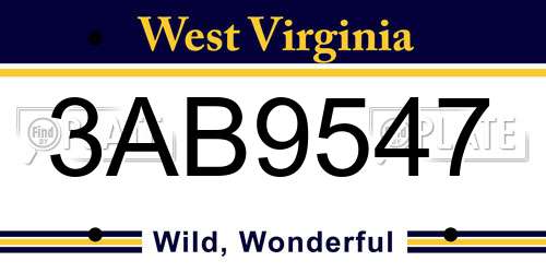3AB9547 West Virginia License Plate