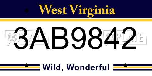 3AB9842 West Virginia License Plate