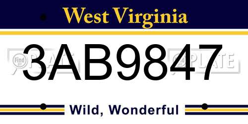 3AB9847 West Virginia License Plate