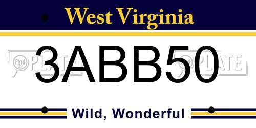 3ABB50 West Virginia License Plate