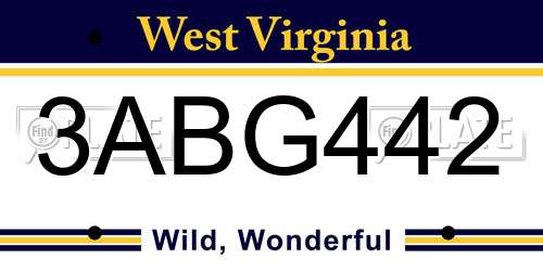3ABG442 West Virginia License Plate