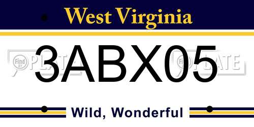 3ABX05 West Virginia License Plate