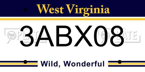 3ABX08 West Virginia License Plate