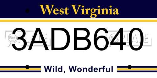 3ADB640 West Virginia License Plate