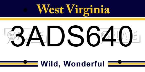 3ADS640 West Virginia License Plate