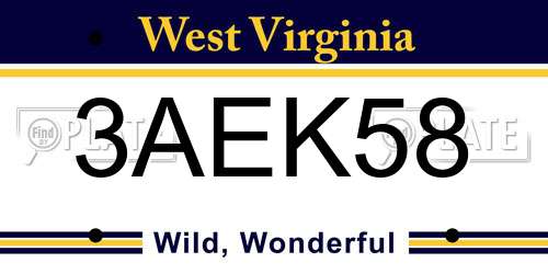 3AEK58 West Virginia License Plate